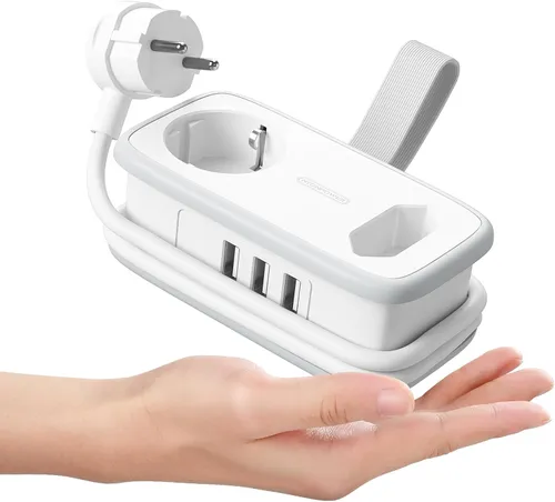 Удлинитель с 3 USB и 2 розетками заземление белый KO