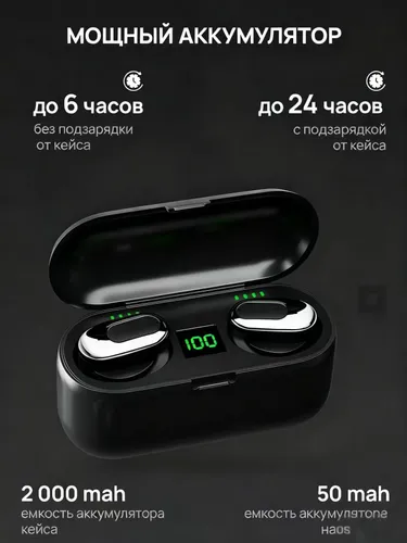 Наушники беспроводные с микрофоном 1More True Wireless ANC In-Ear, Bluetooth, черный