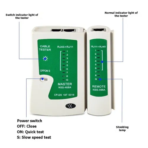 Тестер кабелей для сетевых разъемов RJ45 и RJ11, тестер кабелей, искатель кабелей.