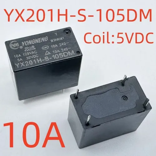 2pcs Универсальное реле мощности YX201H-S-105DM, 10A 250VAC, 5VDC, 4-контактное, 1НО (для бытовой те