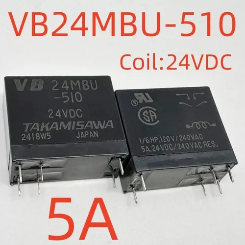 Реле электромеханическое VB24MBU-510 24VDC, 5A, 6 контактов