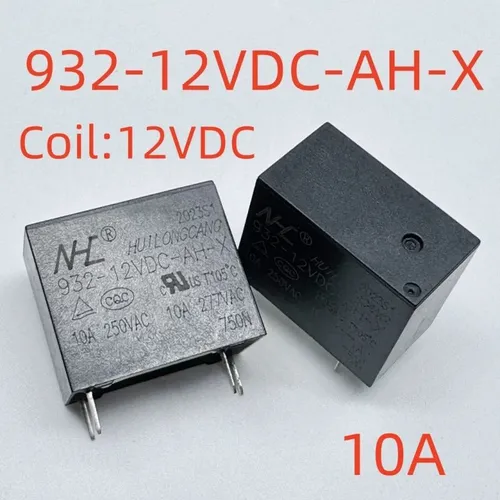 3 штуки Силовое реле 932-12VDC-AH-X, 4-контактное, 10А, 12В постоянного тока, для промышленного обор