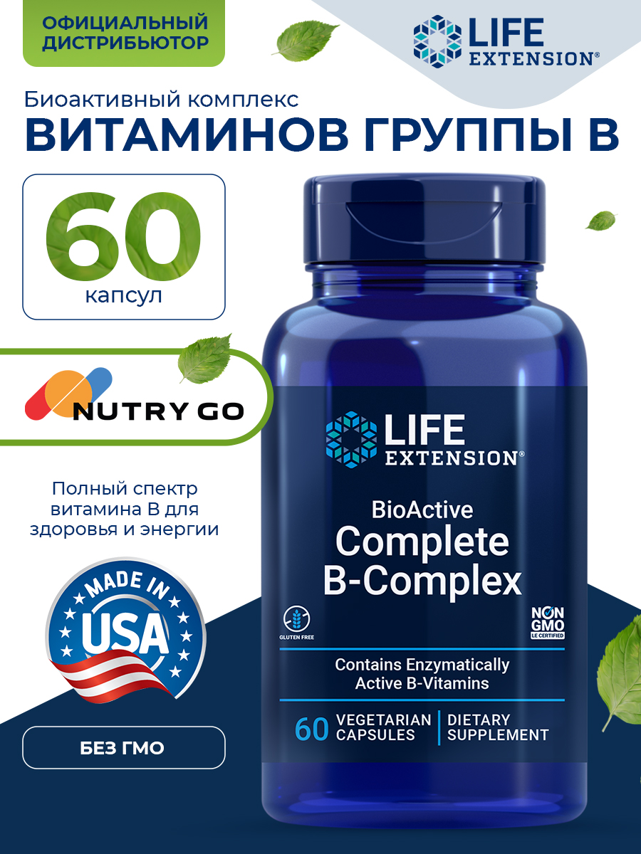 Life Extension, BioActive Complete B-Complex 60 vegetarian capsules