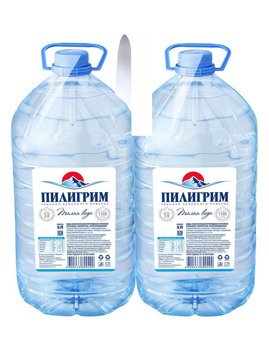 Вода негазированная Пилигрим минеральная природная, 2 шт х 5 л