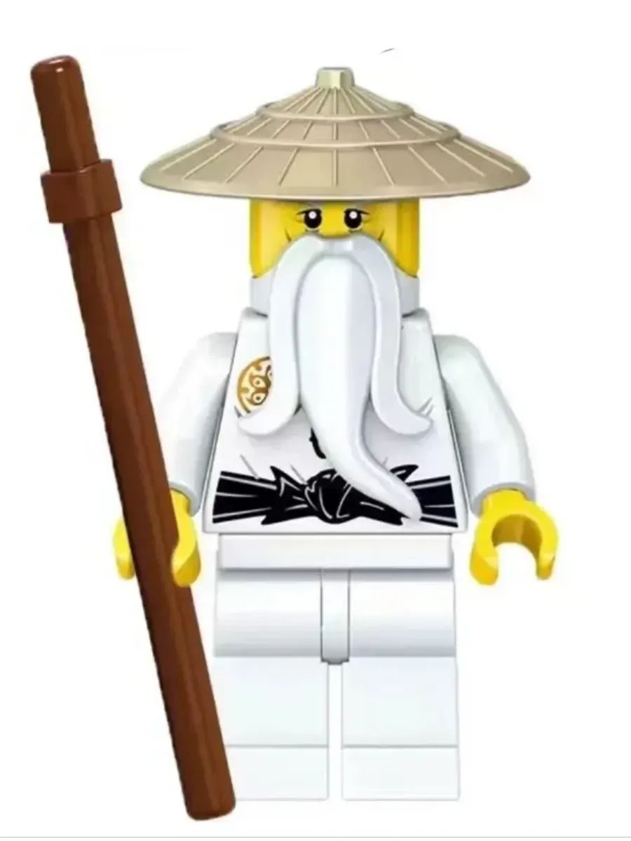 Фигурка Сэнсэй Ву в костюме с посохом / Ниндзяго / Минифигурка Ninjago