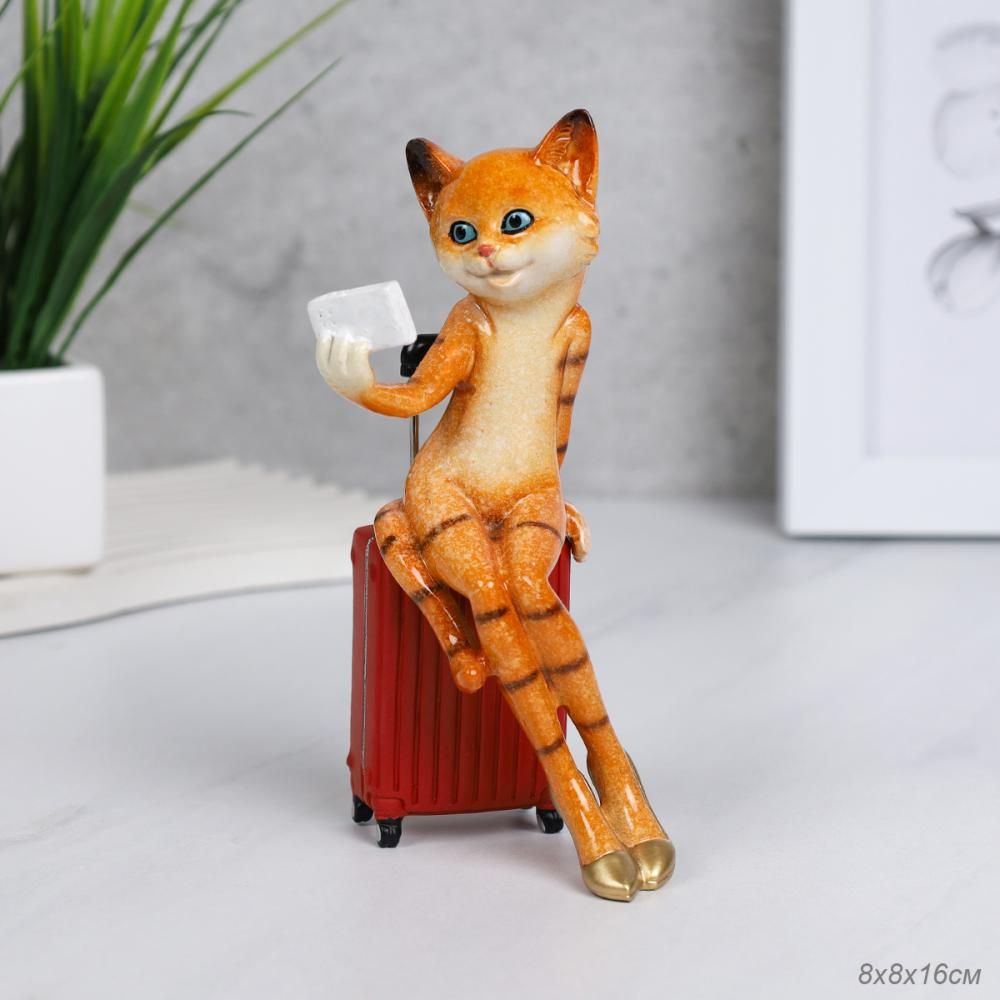 Статуэтка Кошка путешественница, полистоун, 8 х 8 х 16 см