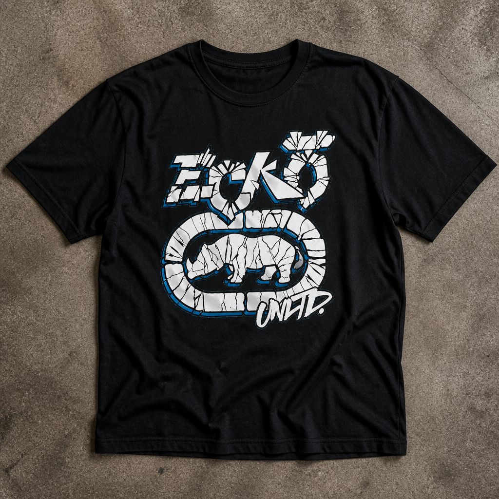 Футболка Ecko Unltd Cracked Logo Rhino Graphic y2k flat_lay