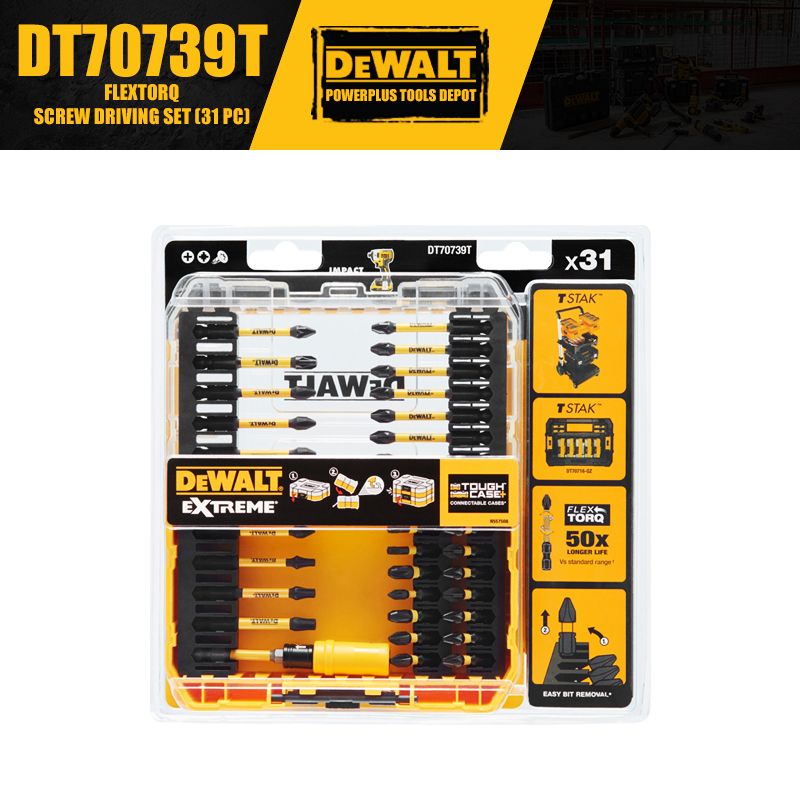 DEWALTНабордлязакручиваниявинтовFLEXTORQ(31шт.)Аксессуарыдляинструментов