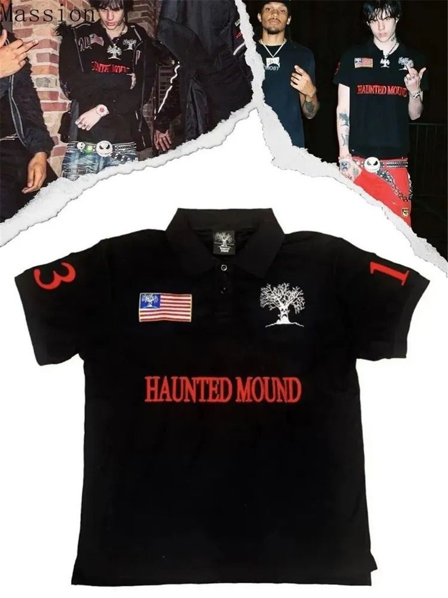 Haunted mound ポロシャツ M Polo Haunted Mound para hombre, camisa de manga corta estilo Hip