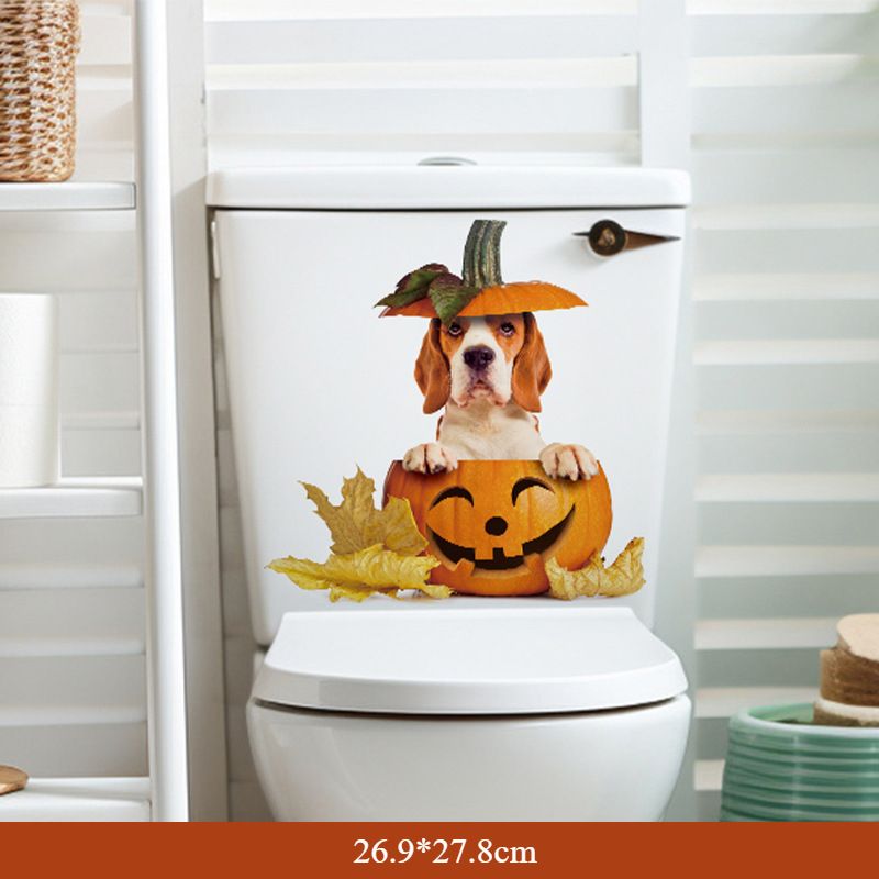 СериянаклеекдляукрашениятуалетавстилеоранжевойтыквынаХэллоуин