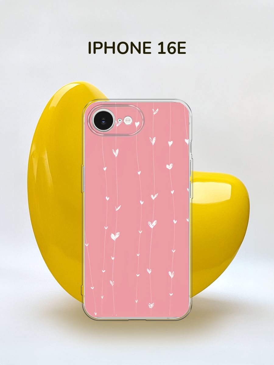 Силиконовый чехол на iPhone 16e / Айфон 16е "Фон из сердечек 1" купить ...