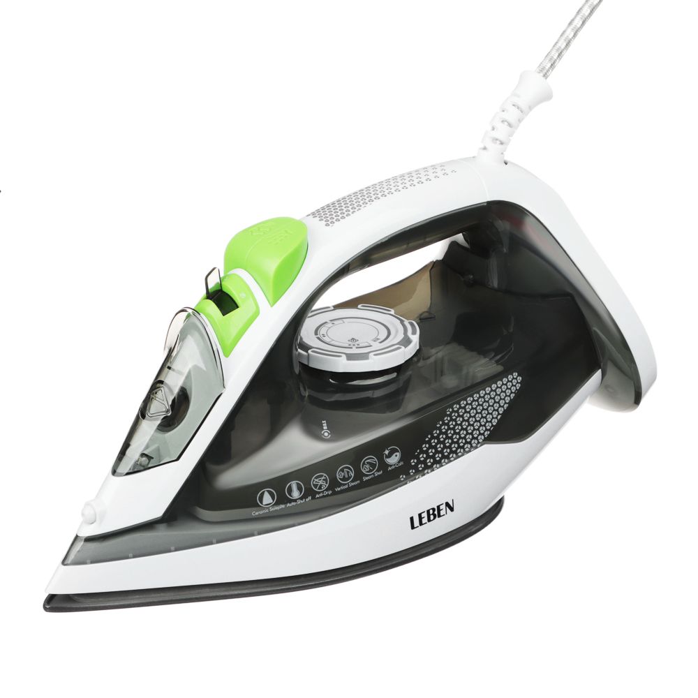 Утюг2800ВТкерам,антинакипьантикапляавтоотклшнур1,8мLEBEN