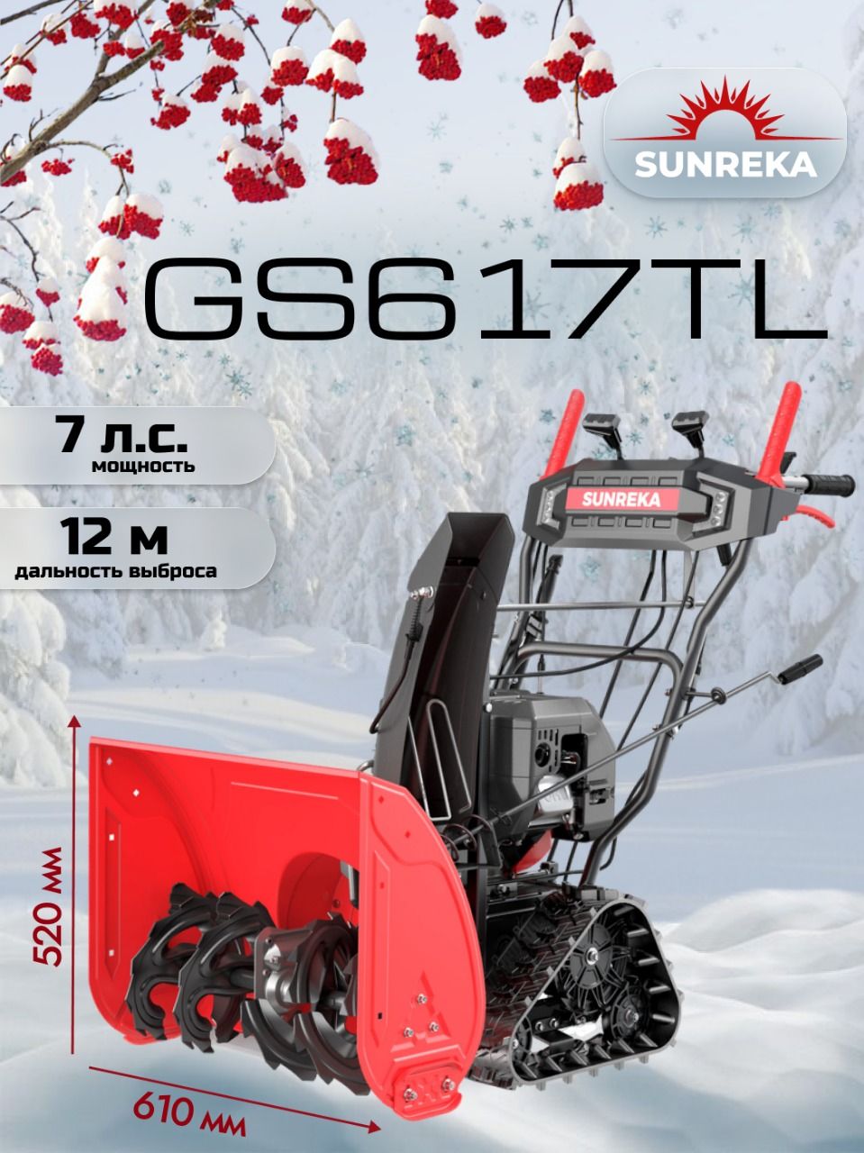 SUNREKA 除雪机, 7.1 马力, 61 厘米
