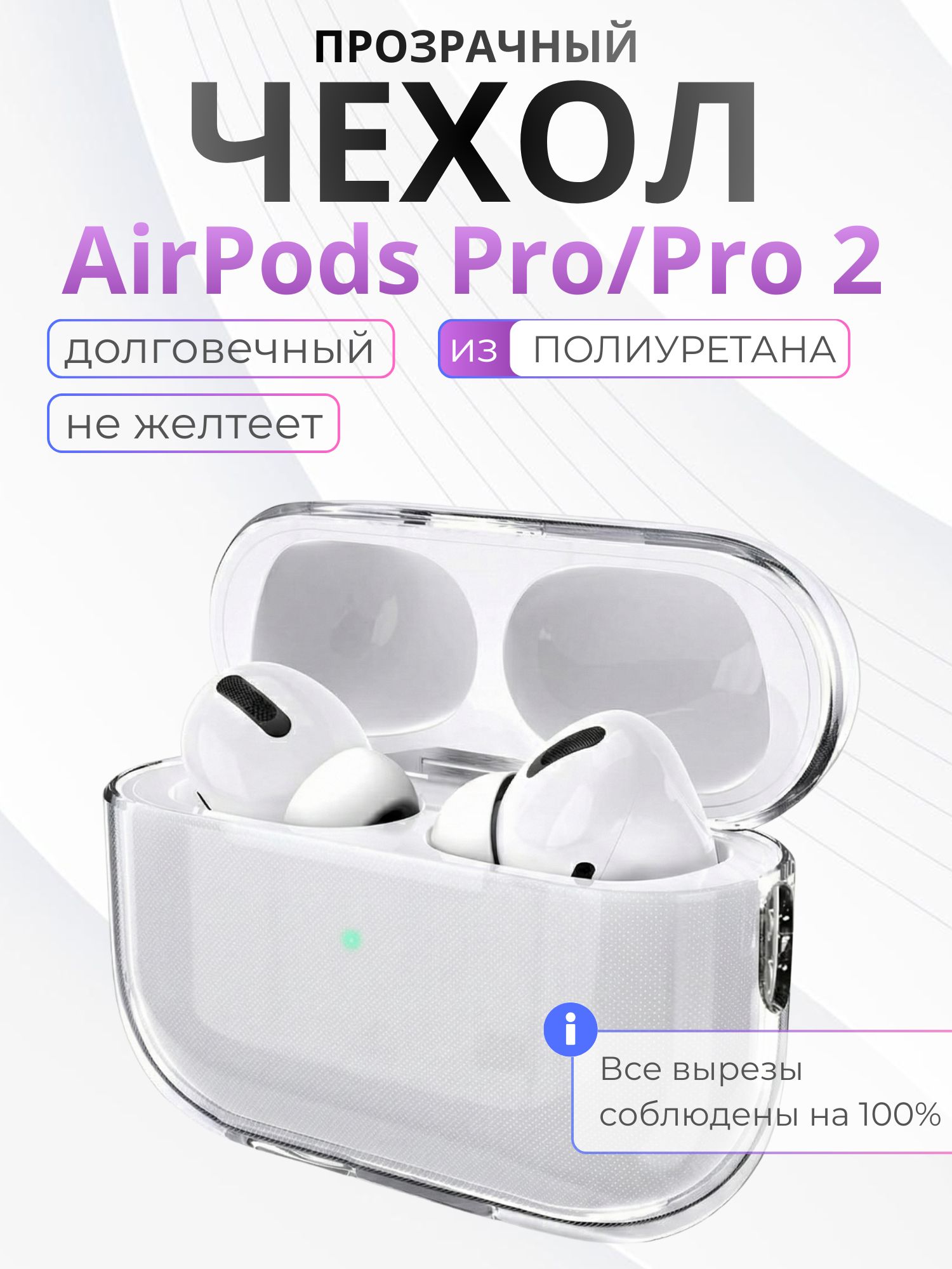 ПрозрачныйчехолдлянаушниковAirPodsPro2