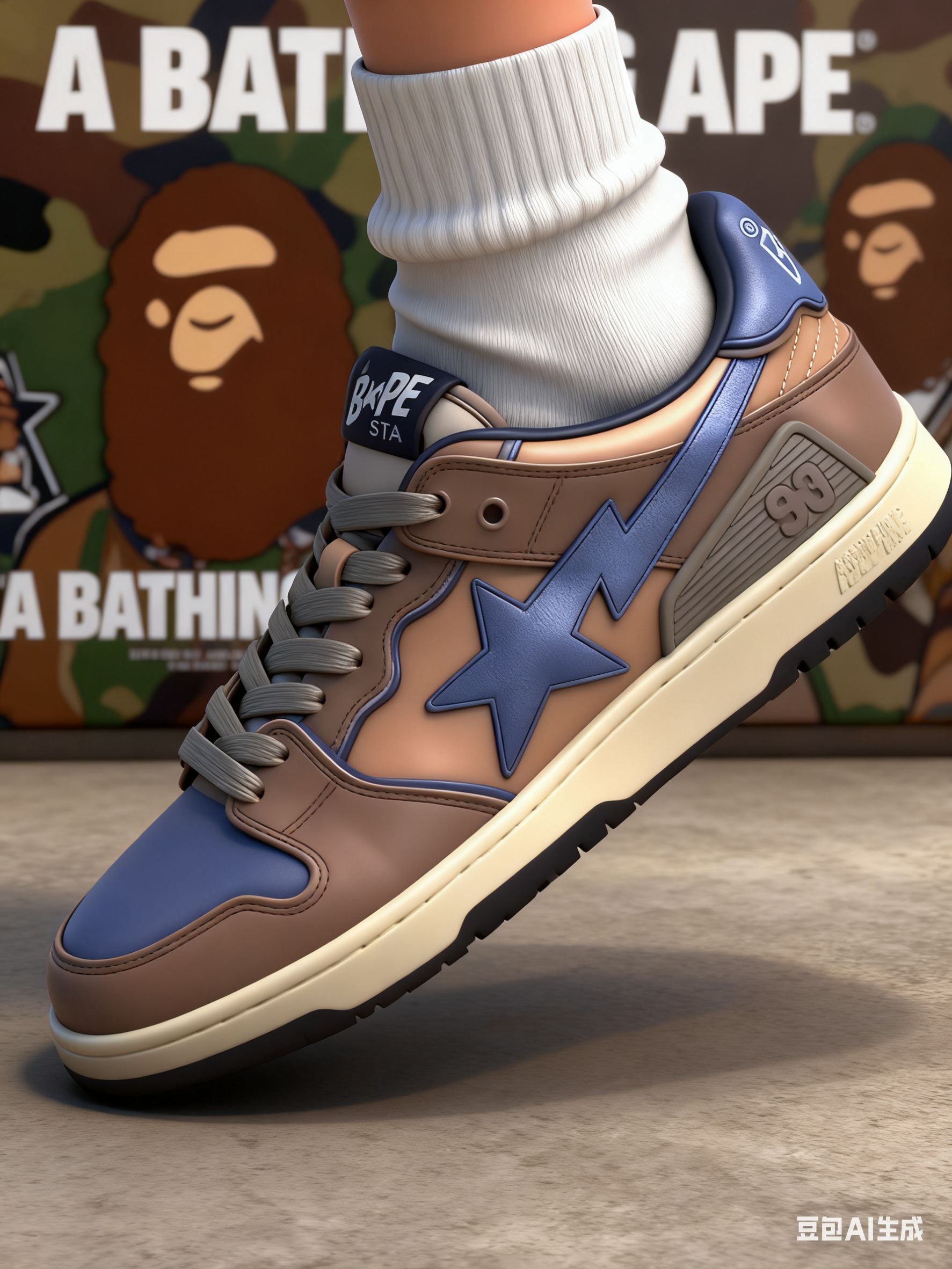 Толстая подошва Женский, Мужской A BATHING APE Синтетическая кожа ...