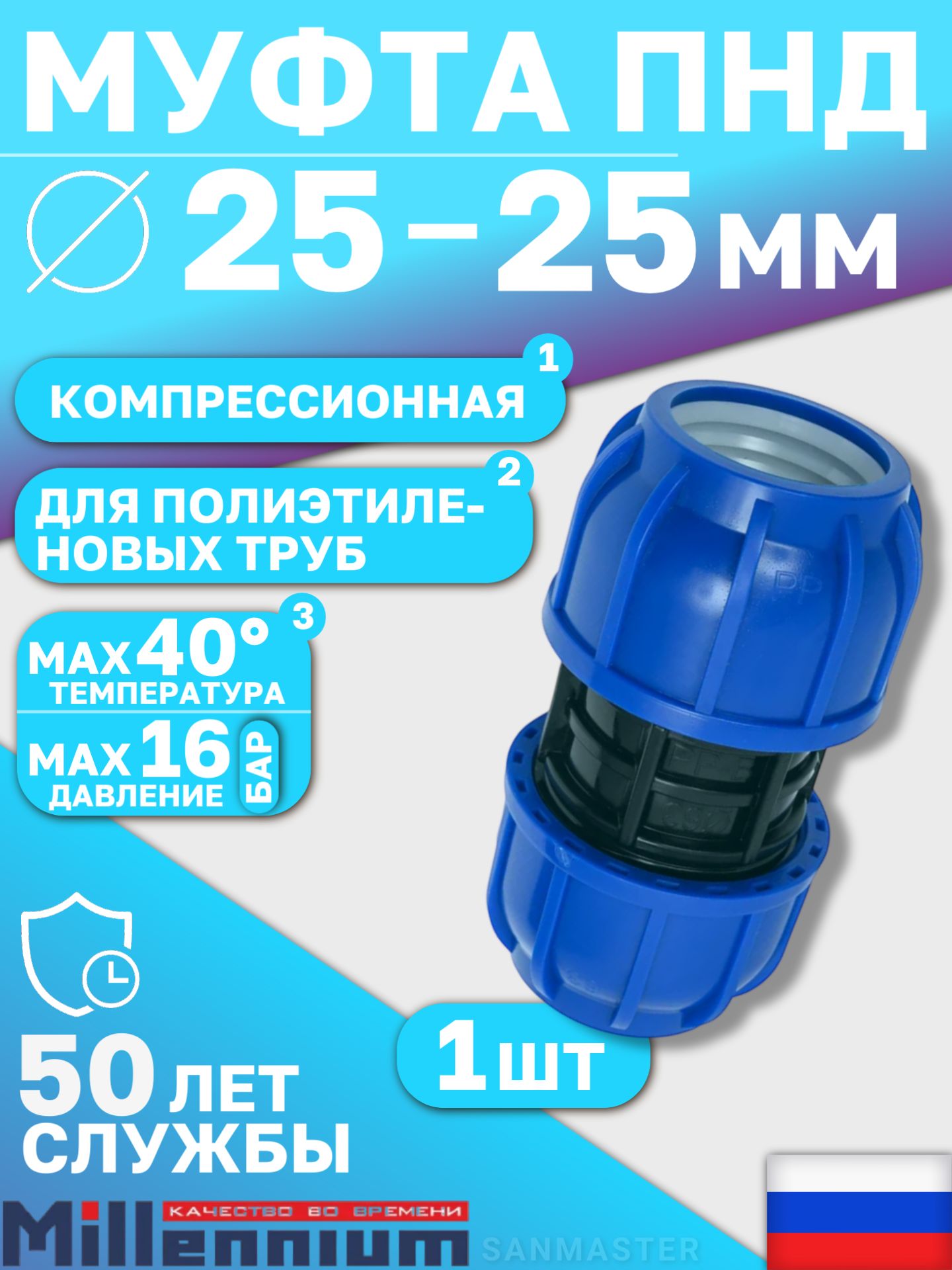 Трубка соединительная 25*25 мм (металл)