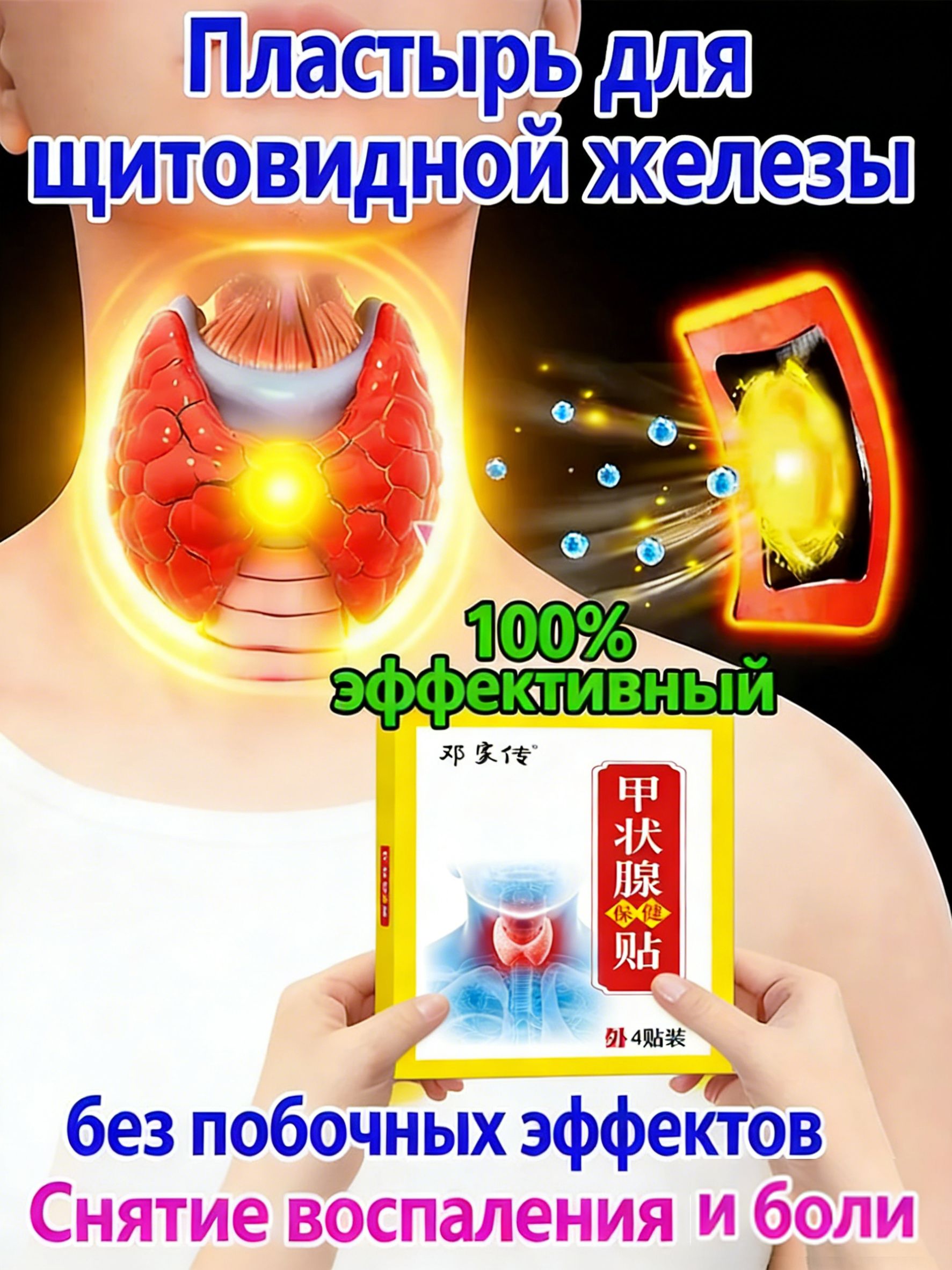 Пластырьотузелковщитовиднойжелезы,используемыйпризобе,одышке,дисфагиииувеличениилимфатическихузлов