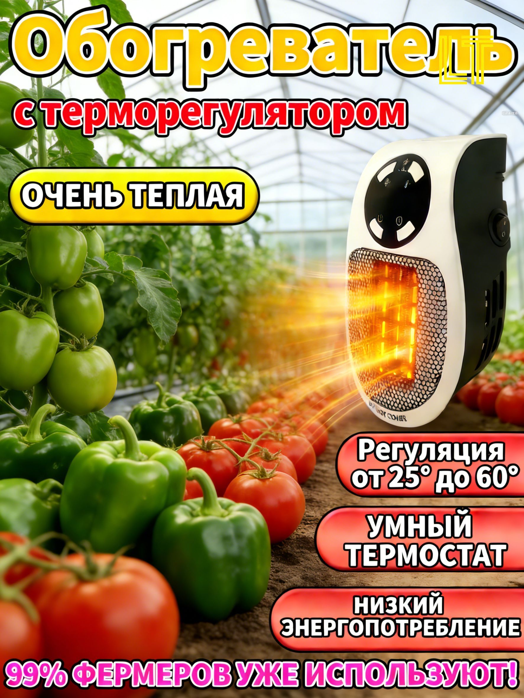 Обогреватель,таймеритермостатдлявнутреннихпомещенийинебольшихтеплиц