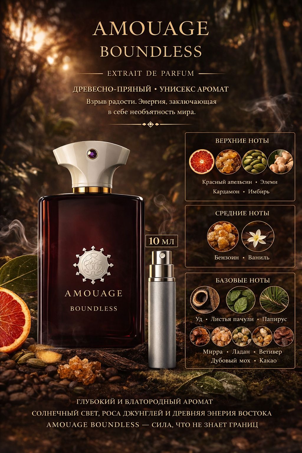 AMOUAGE Boundless Парфюмерная вода для унисекс 10 мл Отливант купить