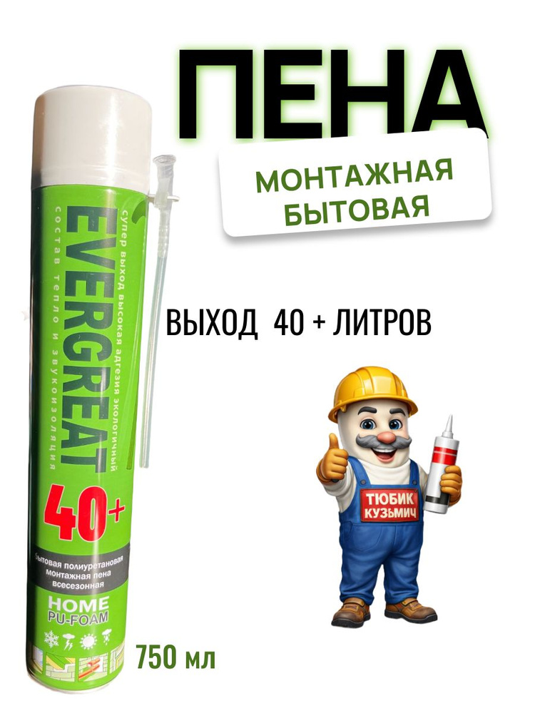 Пена монтажная бытовая полиуретановая EVEGREAT HOME 40+ #1