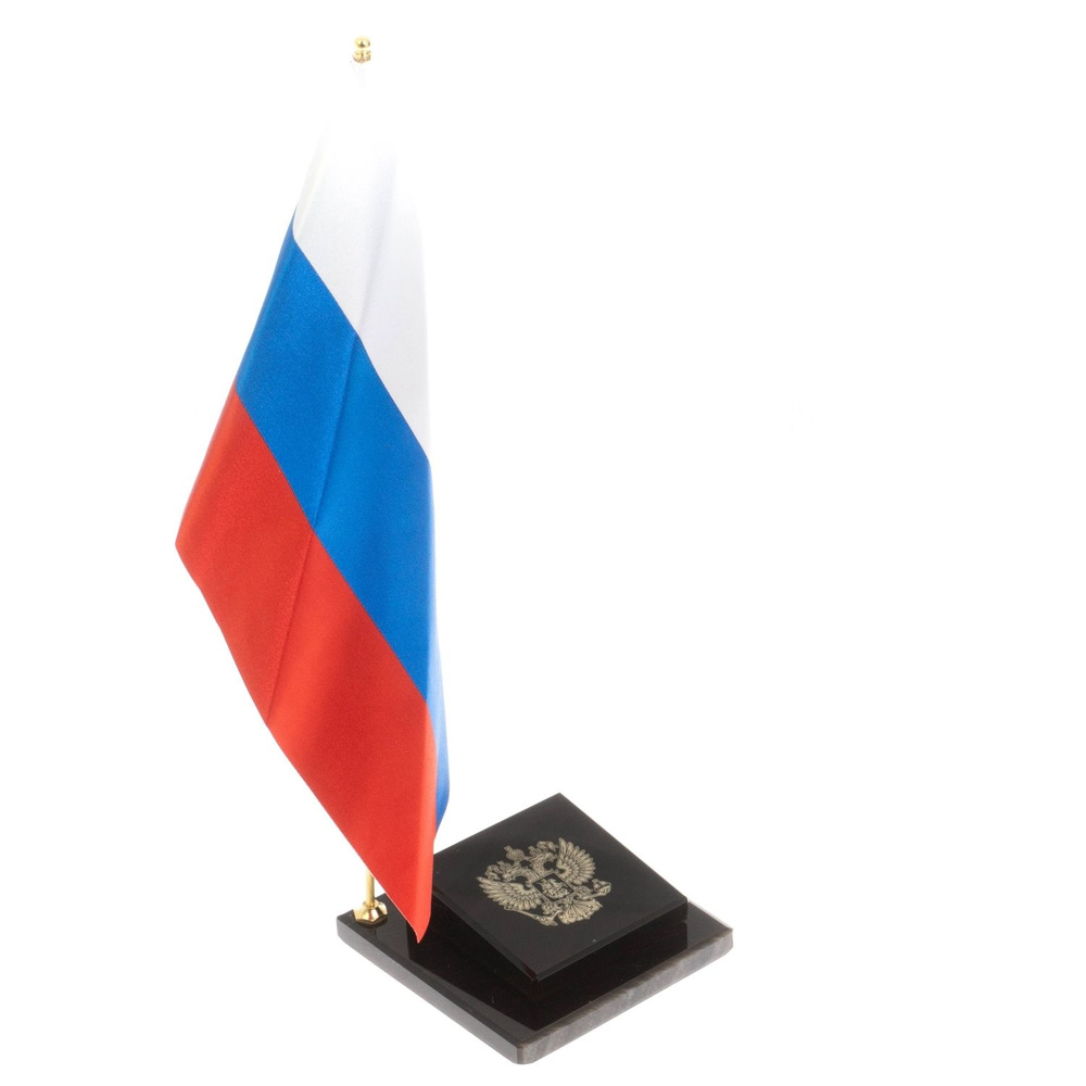 Флагшток "Герб РФ" из черного обсидиана 9х9х32 см #1