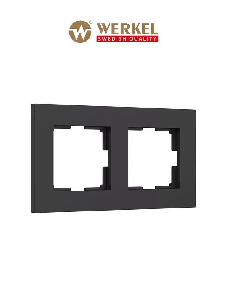 Рамка для розеток и выключателей на 2 поста Werkel Slab черный матовый W0022908 #1