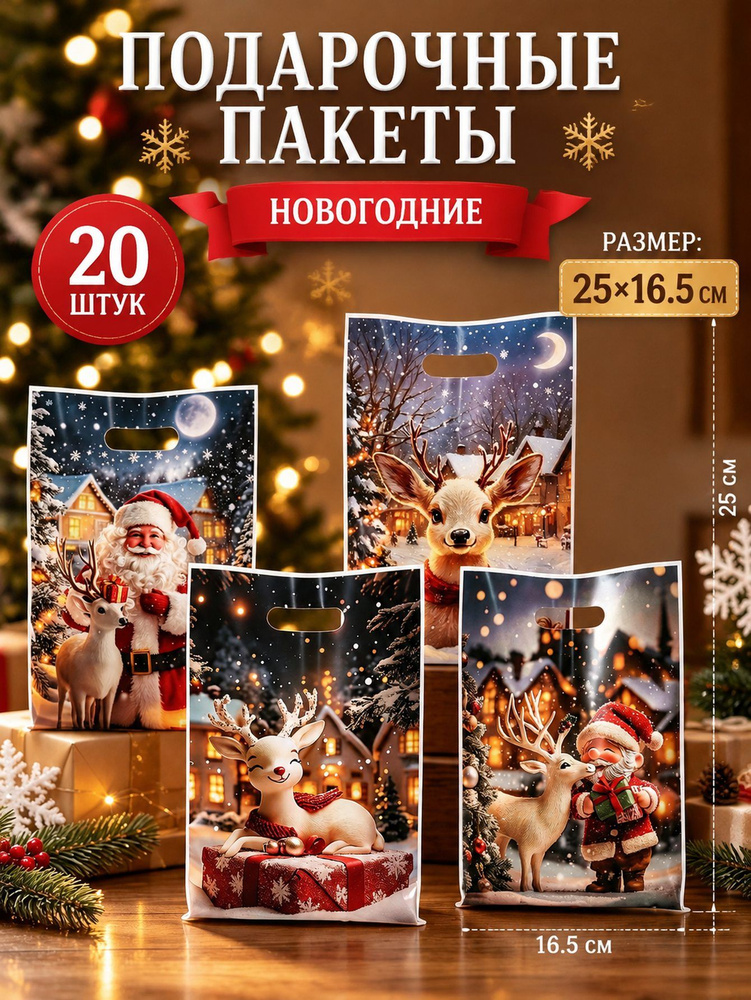 Пакет подарочный вертикальный 16.5x25 см 20 шт #1