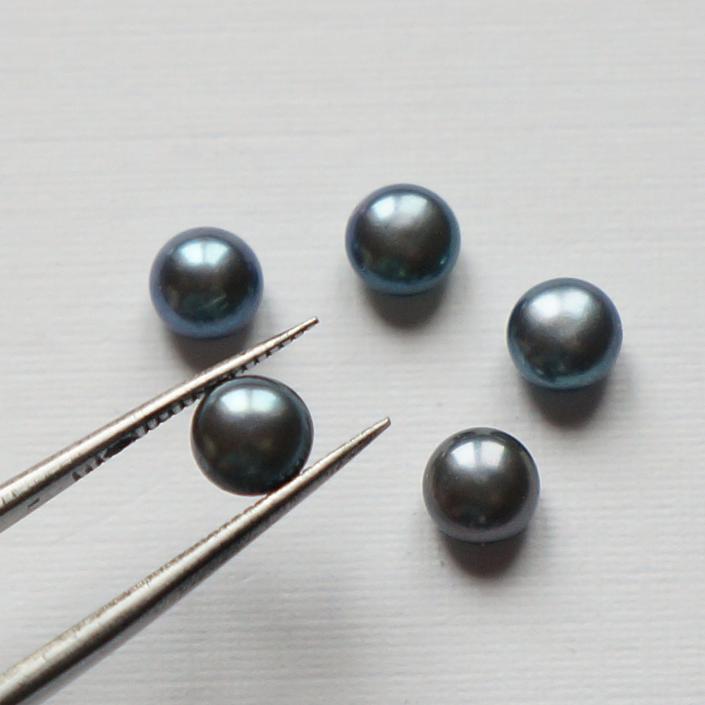 Жемчуг черно зеленый 5 мм ( 4 шт.) натуральный пресноводный ...