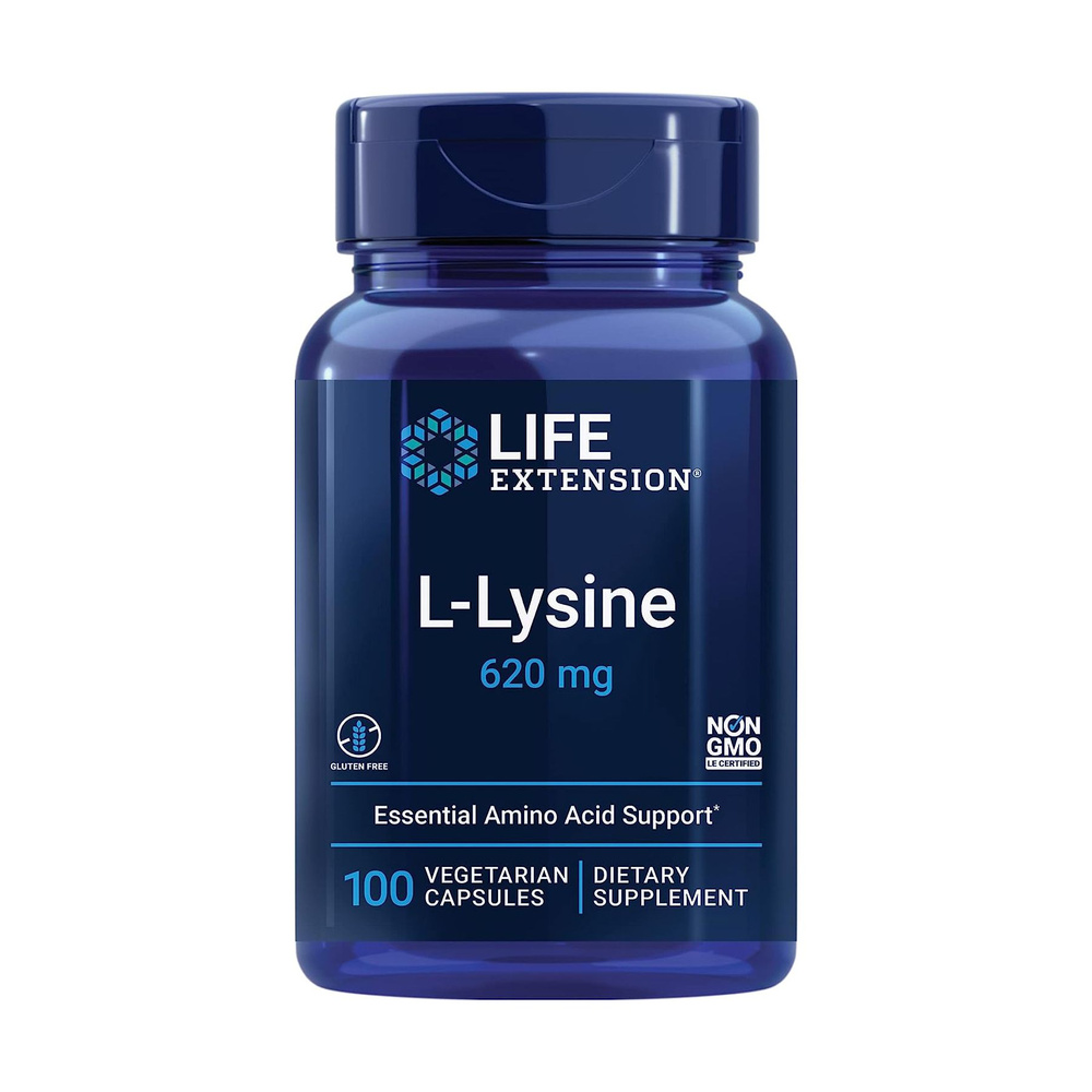 L-Лизин 620 мг, L-Lysine 620 mg, Life Extension, 100 вегетарианских ...