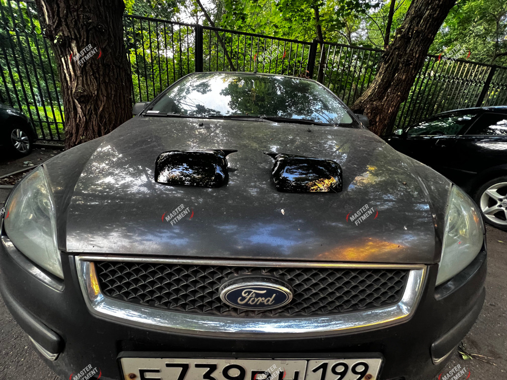 Накладки на боковые зеркала Ford Focus 2 m-стиль с поворотниками черный ...