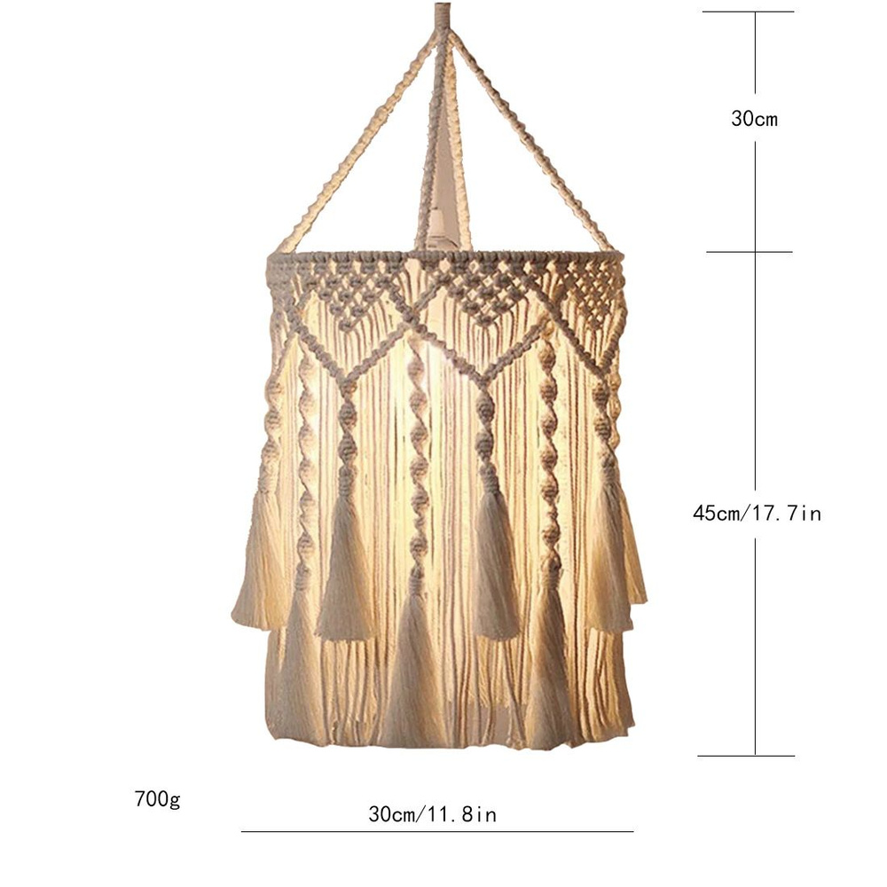 Абажур из макраме, подвесной светильник бохо, плетеный абажур для люстры потолочный  #1