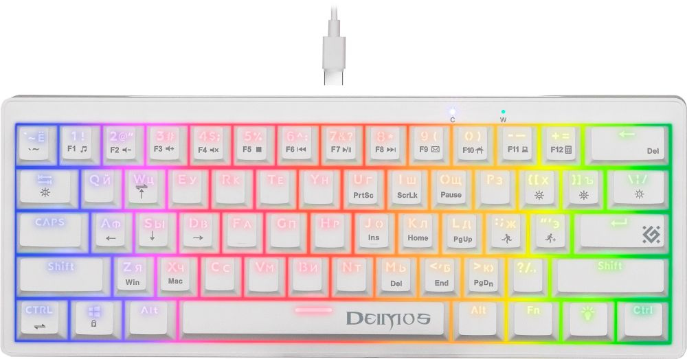 Defender Игровая клавиатура проводная Deimos GK-303 White, Русская раскладка, белый  #1