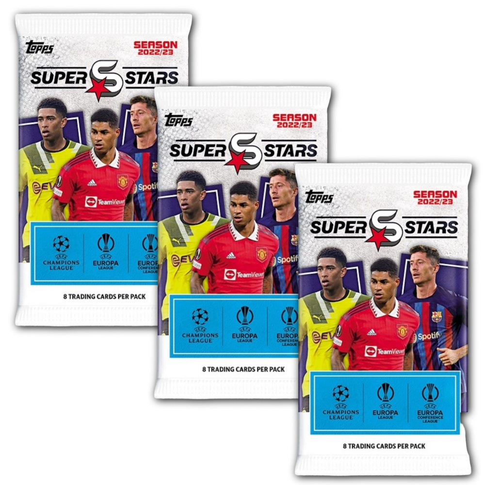 Набор карточек 3 пакетика Topps SuperStars 2023 / Подарочный комплект  футбольных коллекционных карт для любителей панини - купить с доставкой по  выгодным ценам в интернет-магазине OZON (1445078922)