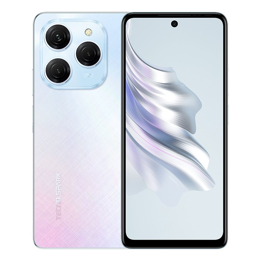 Смартфон SPARK 20 Pro ядер - 8x(2.2 ГГц), 2 SIM, IPS, 2460x1080, камера  108+2+0.08 Мп, NFC, 4G, GPS, FM, 5000 мА*ч Ростест (EAC) 8/256 ГБ, белый