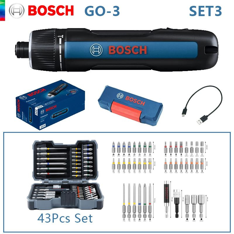 Мини-электрическая отвертка BOSCH GO 3, 3,6 В, литий-ионная ...