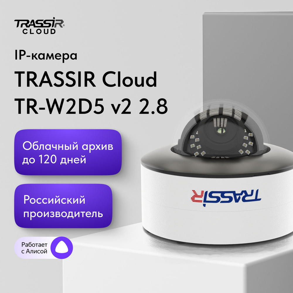 Камера видеонаблюдения Trassir TR-W2D5 1920×1080 Full HD - купить по низким  ценам в интернет-магазине OZON (826906145)