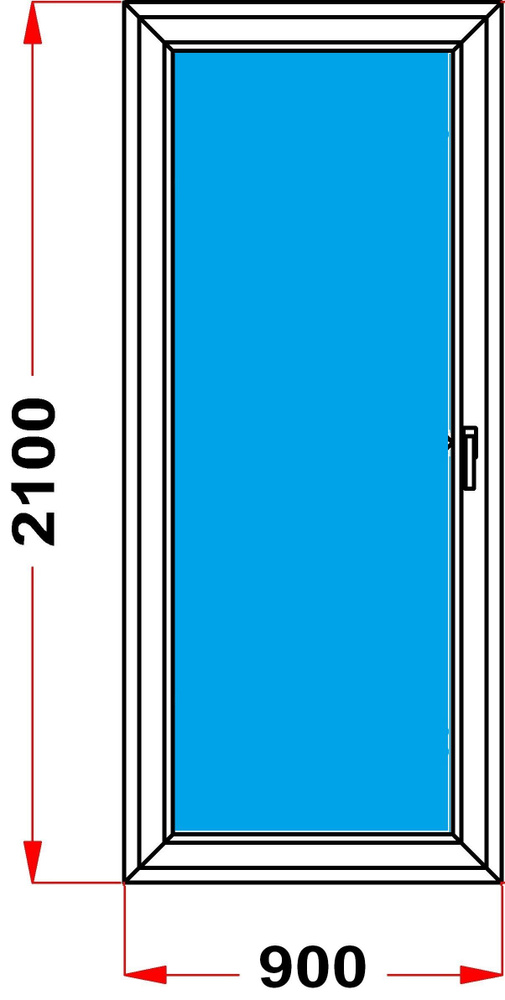 Балконная дверь 70 мм (2100 x 900), с поворотной створкой, стеклопакет 3 стекла, левое открывание  #1