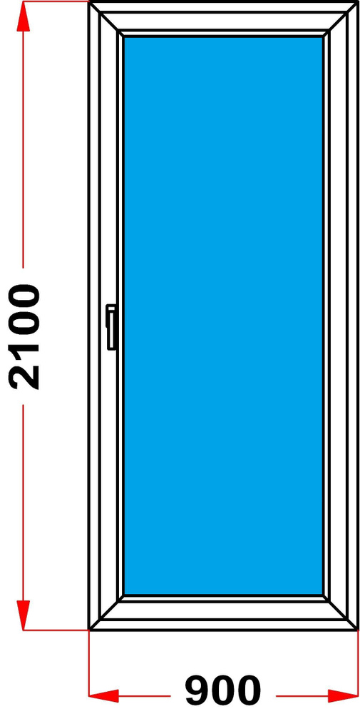 Балконная дверь 70 мм (2100 x 900), с поворотной створкой, стеклопакет 3 стекла  #1