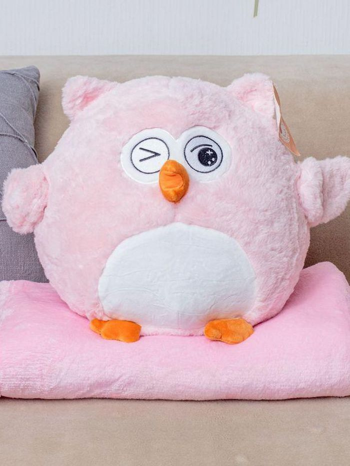 Мягкая игрушка Сова с пледом 2в1 28см - купить с доставкой по выгодным ...