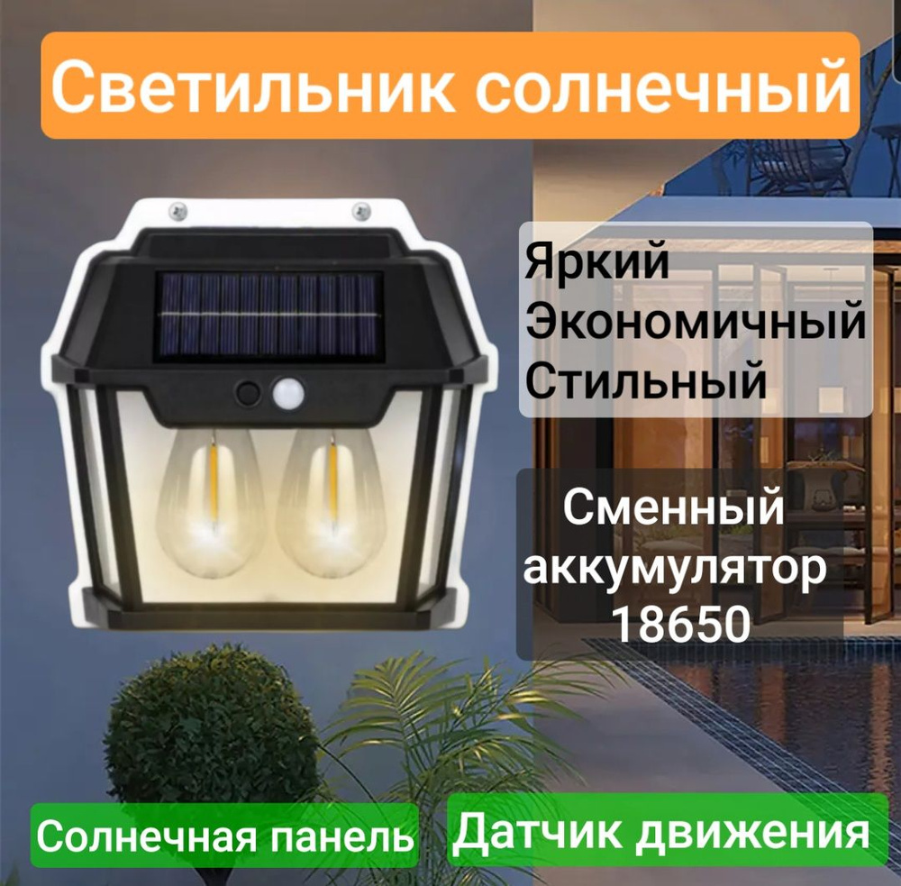 Уличное освещение / Светильник настенный на солнечной батарее / Уличный светильник с датчиком движения #1