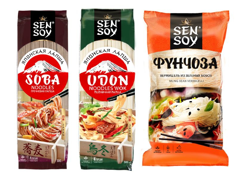 Лапша Sen Soy Premium "SOBA" 300 г, "UDON" 300 г, Вермишель Фунчоза ...