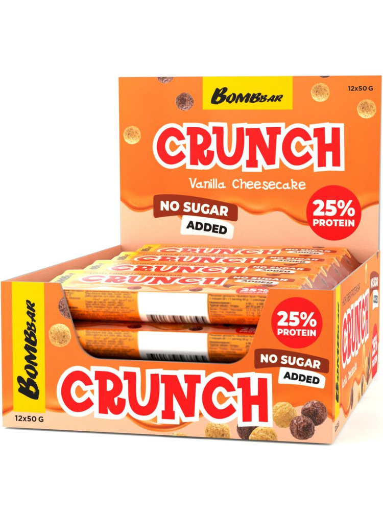 Протеиновый батончик Bombbar Протеиновые батончики Crunch 12 штук ...