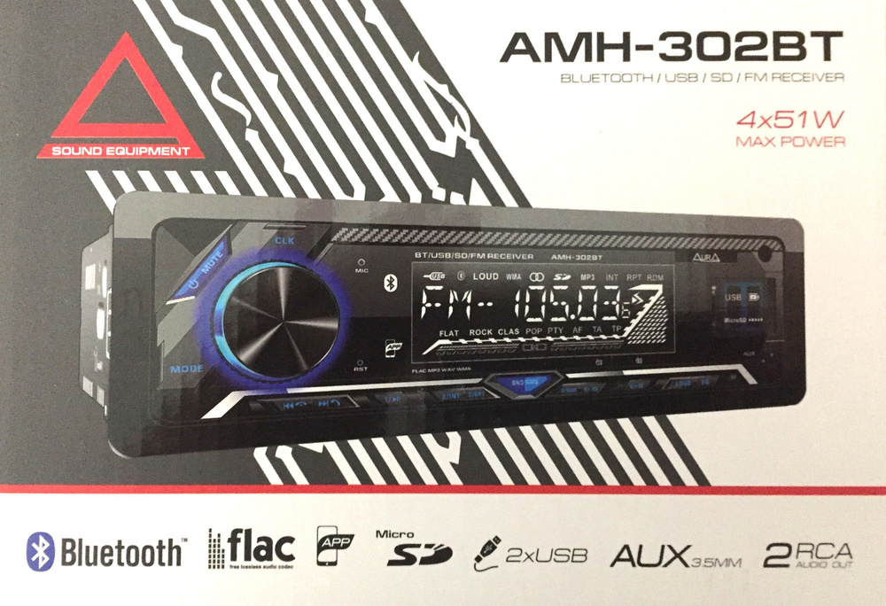 AURA AMH-302BT BLUETOOTH/USB/SD/FM ресивер1 DIN - купить в интернет ...