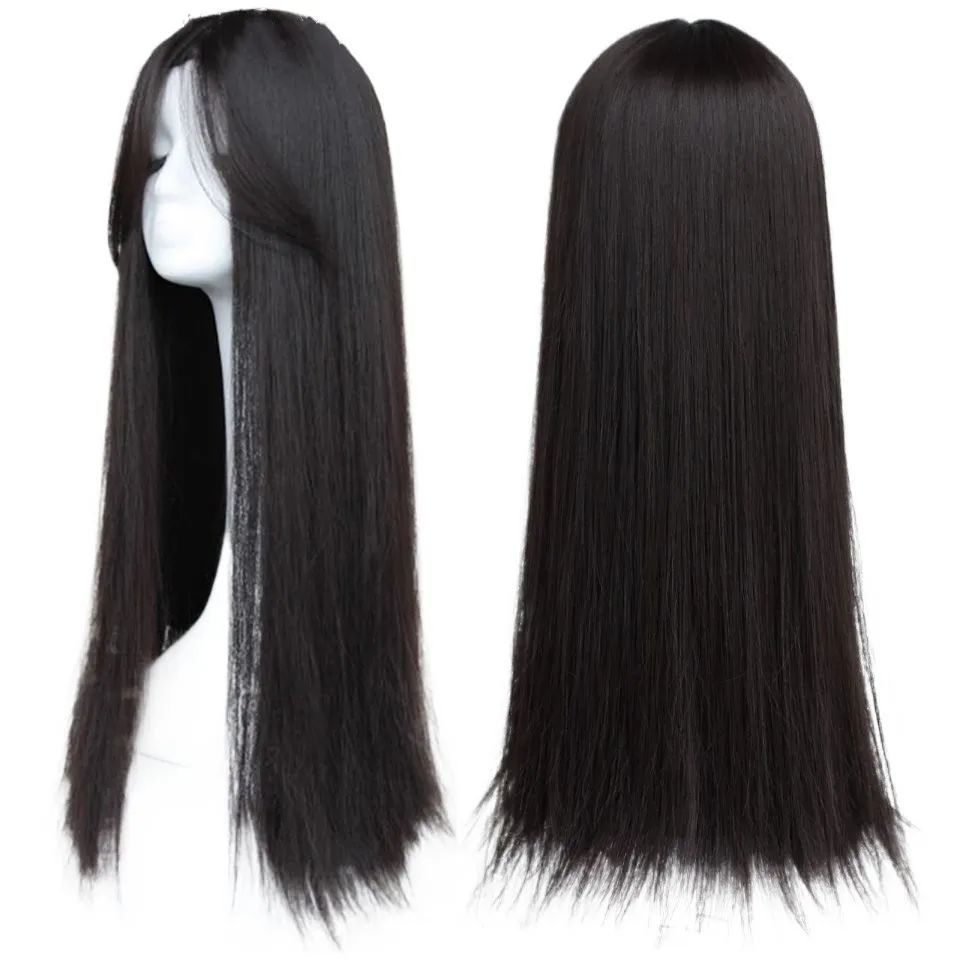 Длинный прямой черный синтетический парик для женщин черный купить c ...