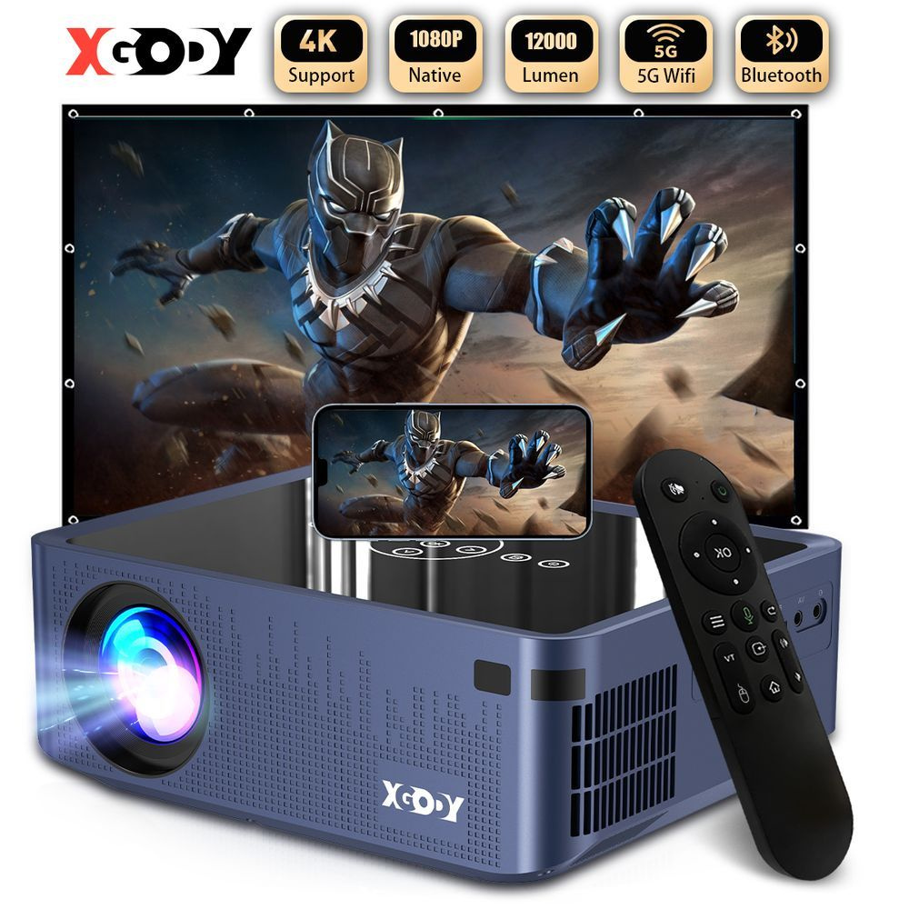 XGODY Проектор X1PRO-14, 1920×1080 Full HD, синий