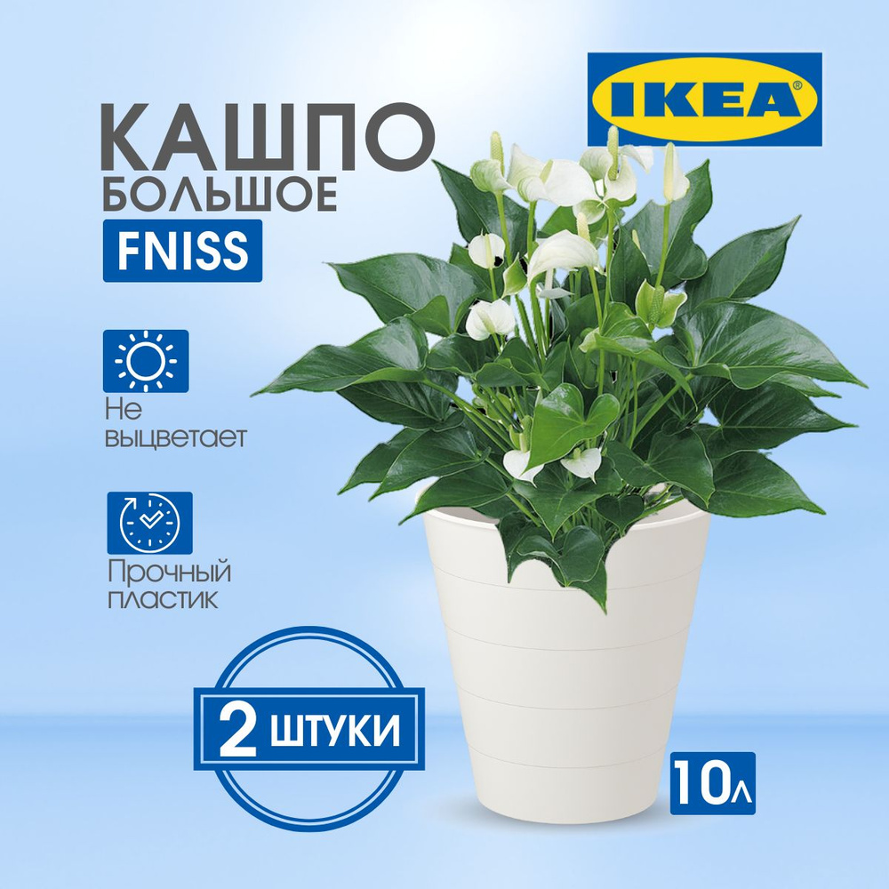 IKEA Кашпо, Белый, 28 см х 28 см, 10 л, 2 шт - купить с доставкой по  выгодным ценам в интернет-магазине OZON (1560328835)