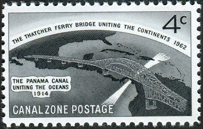 Зона Панамского канала-1962. Мост Тэтчер-Ферри. 1 марка. Негашеная  #1