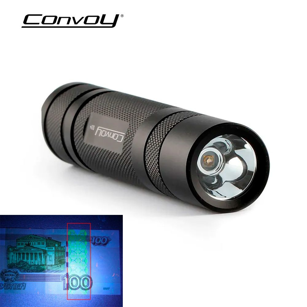 Фонарь ультрафиолетовый Convoy S2+ UV 365нм Nichia 3W 1 режим 1x18650 -  купить с доставкой по выгодным ценам в интернет-магазине OZON (169883259)