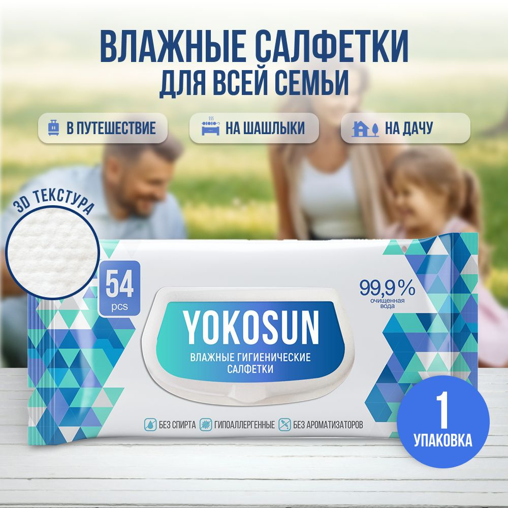 Антибактериальные влажные гигиенические салфетки YokoSun, 54 шт - купить с  доставкой по выгодным ценам в интернет-магазине OZON (278434806)