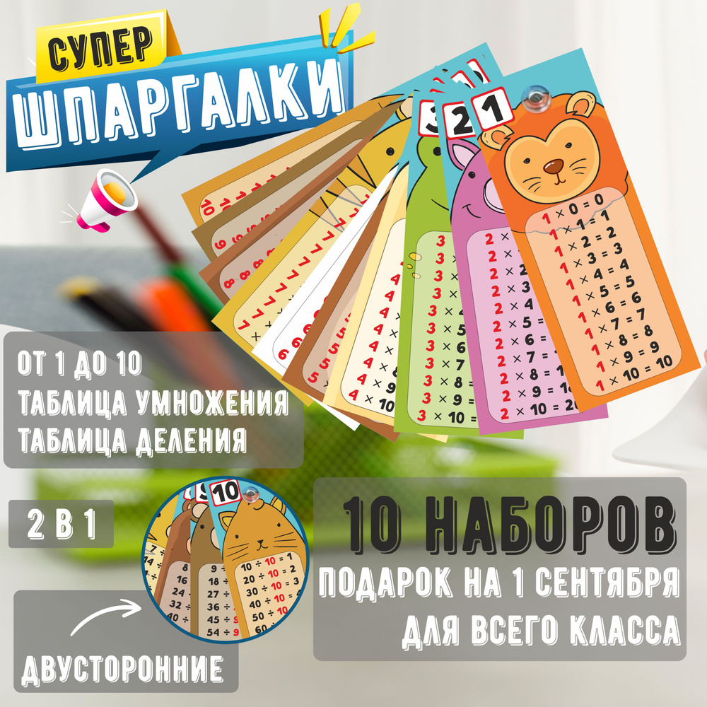 Карманная таблица умножения и таблица деления, шпаргалки по математике ...